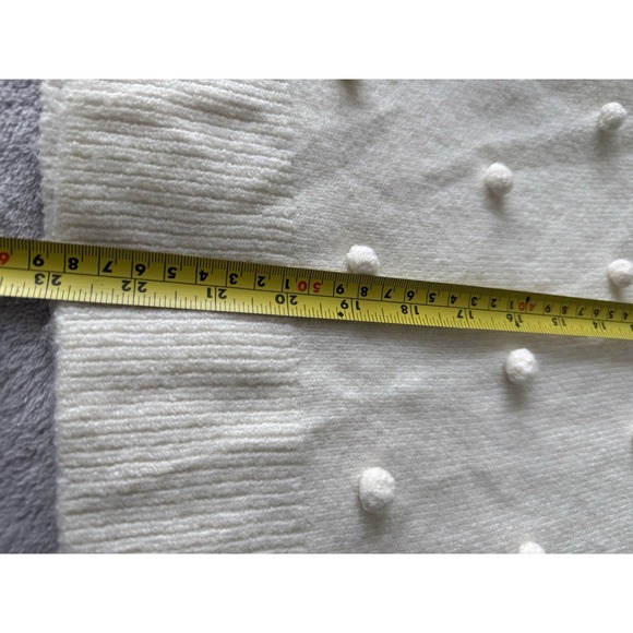 Madewell Women's Sweater Long Sleeve Pom Pom Sleeve Soft Off White Cream Small - Picture 3 of 7